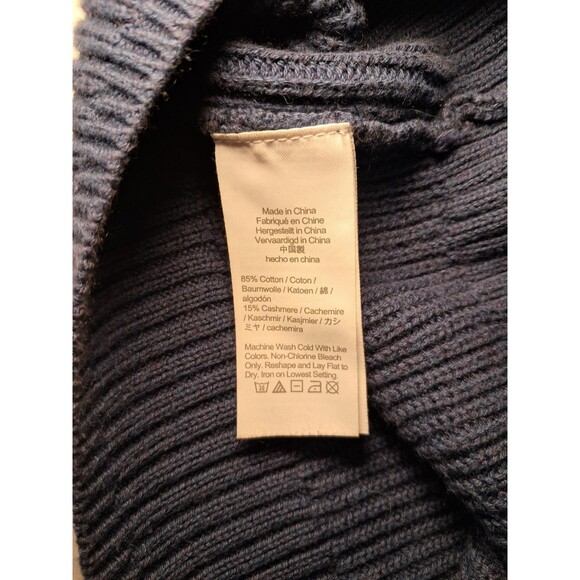 J.CREW Ribbed Cotton-Cashmere Relaxed Turtleneck Sweater Blue BB427 Size S - Picture 9 of 9